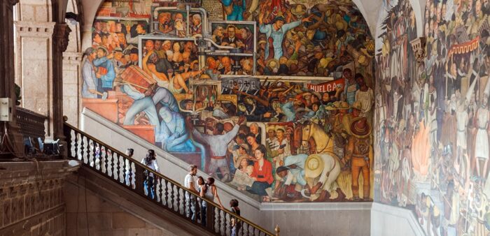 The Epic of the Mexican People in their Struggle for Freedom and Independence, by Diego Rivera, Palacio Nacional, Mexico City, Mexico. Copyright © 2022 Terence Carter / Grantourismo. All Rights Reserved. Frida Kahlo and Diego Rivera in Mexico City.