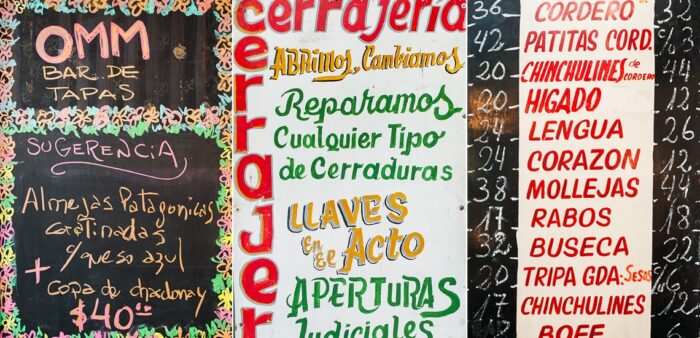 Restaurant menus. Buenos Aires, Argentina. Learning languages when you travel. Copyright © 2022 Terence Carter / Grantourismo. All Rights Reserved.