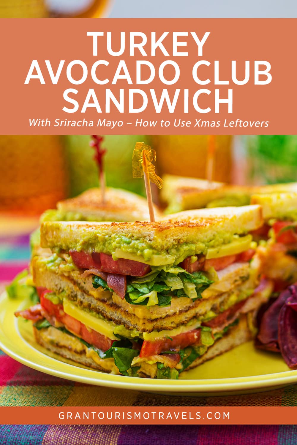 Turkey Avocado Club Sandwich with Sriracha Mayonnaise
