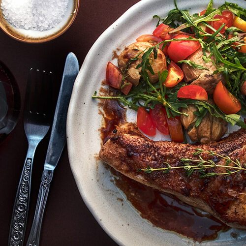 Pan-Roasted Brined and Marinated Pork Chops Recipe. Copyright © 2022 Terence Carter / Grantourismo. All Rights Reserved.