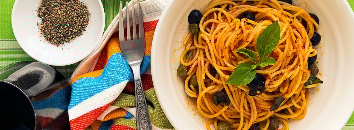 Spaghetti Alla Puttanesca Recipe. How to Make this Piquant Southern Italian Pasta. Copyright © 2022 Terence Carter / Grantourismo. All Rights Reserved.