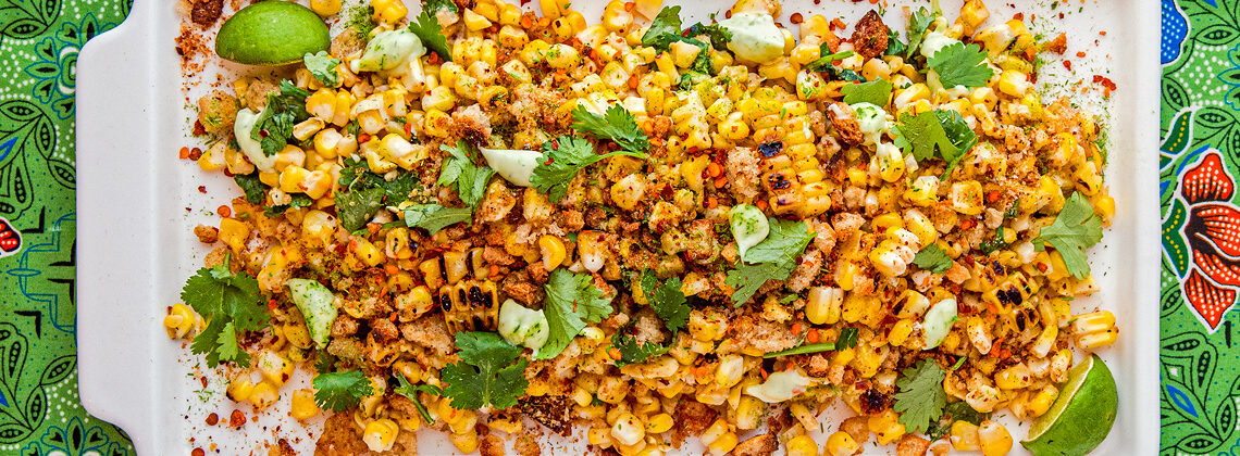Grilled Corn Salad Recipe With Lime, Chilli, Lemongrass Mayo and Sourdough Croutons. Copyright © 2022 Terence Carter / Grantourismo. All Rights Reserved.
