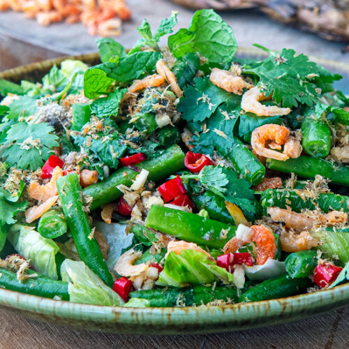 Cambodian Long Bean Salad with Smoked Fish Recipe. Copyright © 2022 Terence Carter / Grantourismo. All Rights Reserved.