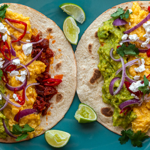 Scrambled Eggs Breakfast Taco Recipe with Chorizo and Avocado. Copyright © 2022 Terence Carter / Grantourismo. All Rights Reserved.