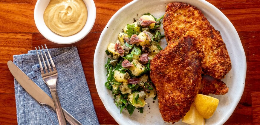 Chicken Schnitzel Recipe with Crunchy Panko Breadcrumb Coating with Parmesan and Lemon Zest. Best chicken cutlet recipes. Copyright © 2022 Terence Carter / Grantourismo. All Rights Reserved.