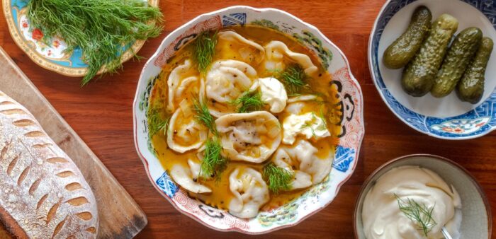 Dumpling Soup Recipe for Siberian Pelmeni Soup with Fresh Dill and Sour Cream. What to cook this week. Copyright © 2022 Terence Carter / Grantourismo. All Rights Reserved.