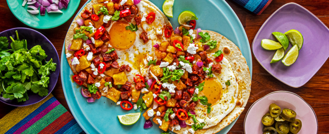 Fried Eggs Breakfast Taco Recipe with Chorizo and Crunchy Potatoes. Copyright © 2022 Terence Carter / Grantourismo. All Rights Reserved.