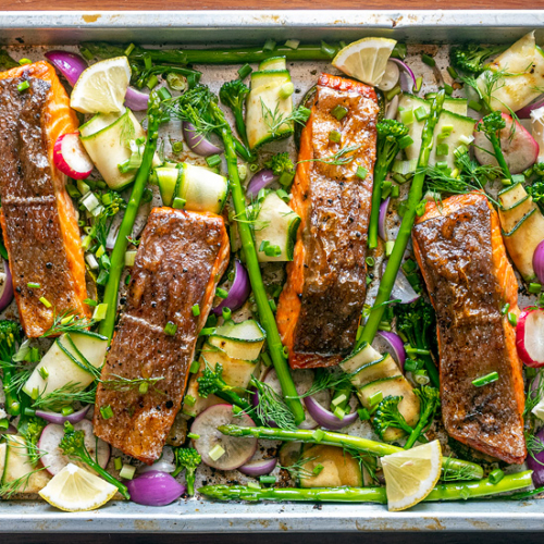Easy Salmon Tray Bake Recipe for Crispy Skinned Salmon with Spring Vegetables. 30 recipes to cook in April. Christmas roast recipes. Copyright © 2022 Terence Carter / Grantourismo. All Rights Reserved.