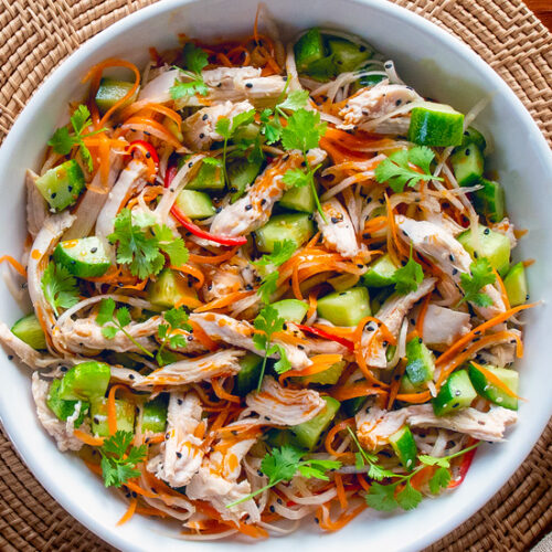 Shredded Chicken Salad Recipe with Cucumber, Carrot, Daikon, Sesame and Chilli Oil. leftover rotisserie chicken recipes. Copyright © 2022 Terence Carter / Grantourismo. All Rights Reserved.