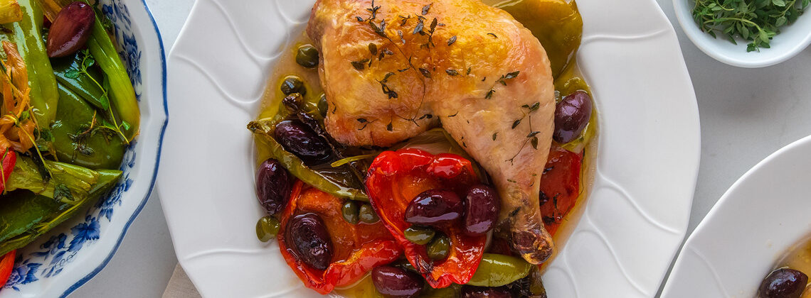 Italian Roast Chicken Recipe with Peppers, Olives and Capers. International Womens Day dinner ideas. Copyright © 2023 Terence Carter / Grantourismo. All Rights Reserved.