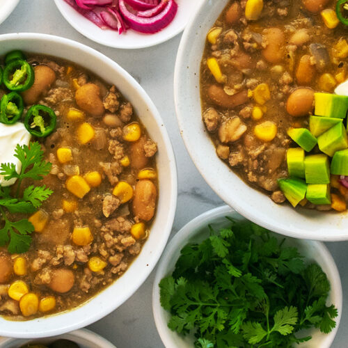 White Bean Chilli Recipe for a Gently Spiced Crowd-Pleasing Bean Chilli. What to cook this week. Copyright © 2023 Terence Carter / Grantourismo. All Rights Reserved.