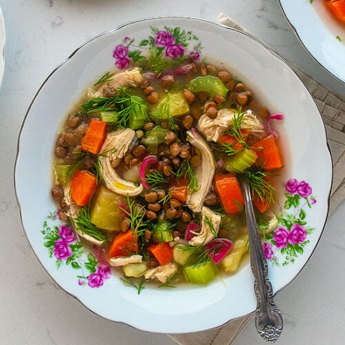 Easy Chicken Lentil Soup Recipe with Potatoes, Carrots, Celery and Dill. most popular recipes of March 2023. Copyright © 2023 Terence Carter / Grantourismo. All Rights Reserved.