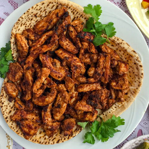 Middle Eastern Chicken Shawarma Recipe Pan Fried on the Stovetop. Copyright © 2024 Terence Carter / Grantourismo. All Rights Reserved.