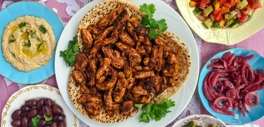 Middle Eastern Chicken Shawarma Recipe Pan Fried on the Stovetop. Copyright © 2024 Terence Carter / Grantourismo. All Rights Reserved.