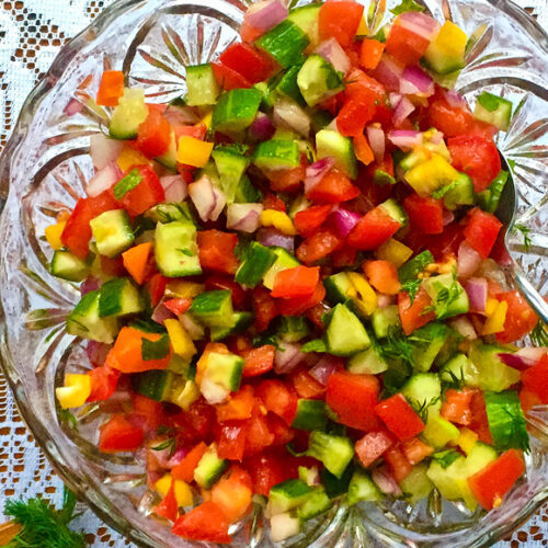 Farmers Salad Recipe for the Middle Eastern Salata Falahiyeh or a Village Salad. Copyright © 2024 Terence Carter / Grantourismo. All Rights Reserved.