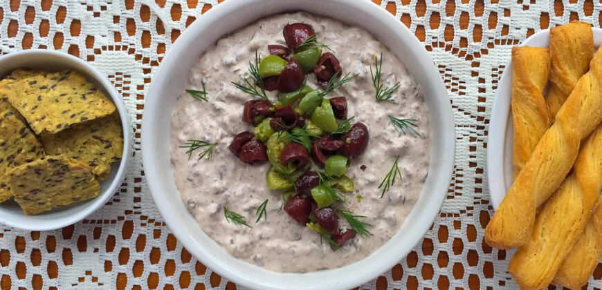 Easy Olive Dip Recipe for a Mediterranean Inspired Green and Black Olive Dip. Copyright © 2024 Terence Carter / Grantourismo. All Rights Reserved.