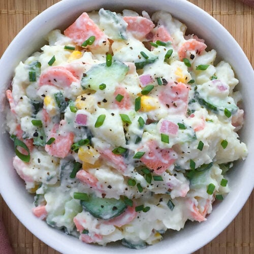Korean Potato Salad Recipe for the Korean Barbecue Restaurant Side Dish. Copyright © 2024 Terence Carter / Grantourismo. All Rights Reserved.