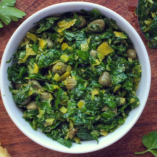 Gremolata Recipe for a Fragrant Zesty Italian Condiment That’s Fantastic on Everything. Copyright © 2024 Terence Carter / Grantourismo. All Rights Reserved.