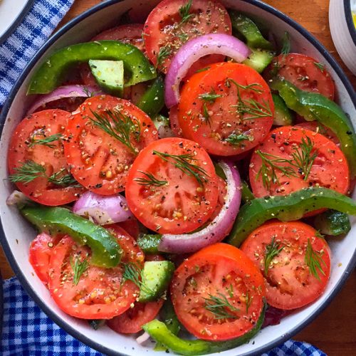 Cypriot Tomato Salad Recipe for a Simple Summery Mediterranean Salad. Copyright © 2024 Terence Carter / Grantourismo. All Rights Reserved.