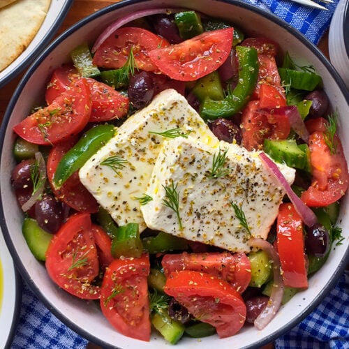 Greek Salad Recipe for Horiatiki – Traditional Greek Village Salad with Feta. Copyright © 2024 Terence Carter / Grantourismo. All Rights Reserved.