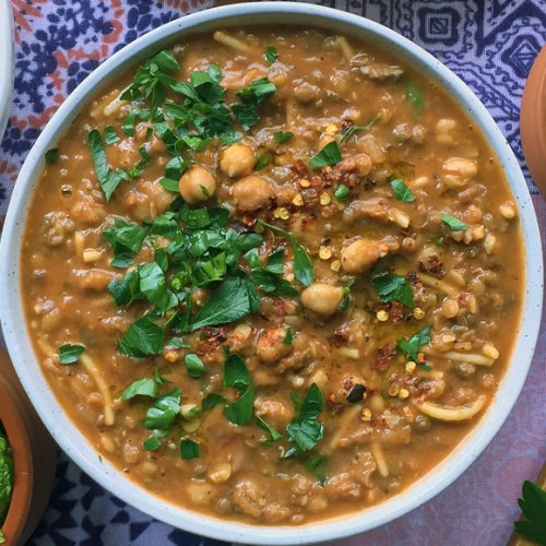 Moroccan Harira Soup Recipe for a Hearty Comforting Chickpea Lentil Soup. Copyright © 2024 Terence Carter / Grantourismo. All Rights Reserved.