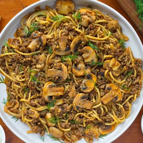 Spaghetti Stroganoff Recipe for a Russian Inspired Mushroom Bolognese. Copyright © 2024 Terence Carter / Grantourismo. All Rights Reserved.