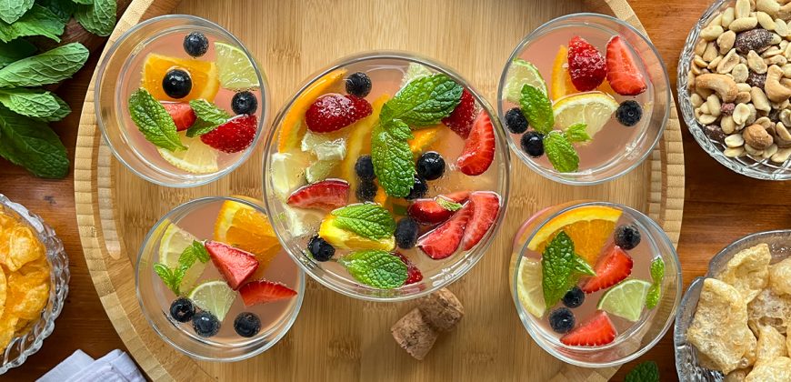 White Sangria Recipe with Sparkling Wine and Summer Fruits. Copyright © 2025 Terence Carter / Grantourismo. All Rights Reserved.