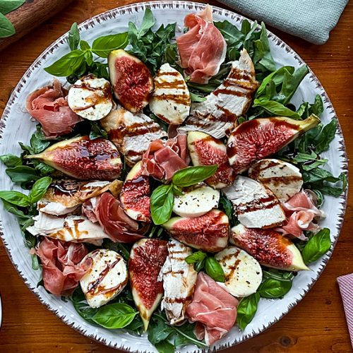 Fig Salad with Prosciutto, Buffalo Mozzarella and Chicken with Balsamic Dressing. Recipes to Cook in November 2025. Copyright © 2025 Terence Carter / Grantourismo. All Rights Reserved.