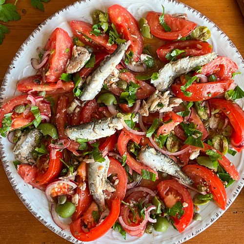 Spanish Tomato and Sardine Salad Recipe for Ensalada de Tomate y Sardinas. Copyright © 2025 Terence Carter / Grantourismo. All Rights Reserved.