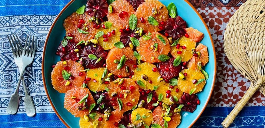 Moroccan Orange Salad Recipe with Mint, Pomegranate and Pistachios. Copyright © 2025 Terence Carter / Grantourismo. All Rights Reserved.