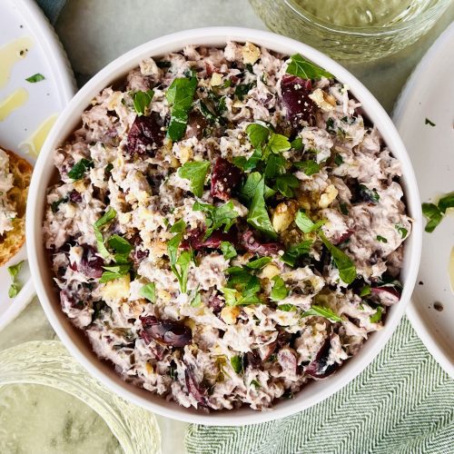 Tuna dip recipe with black olives and walnuts. Copyright Lara Dunston Terence Carter Grantourismo 2025