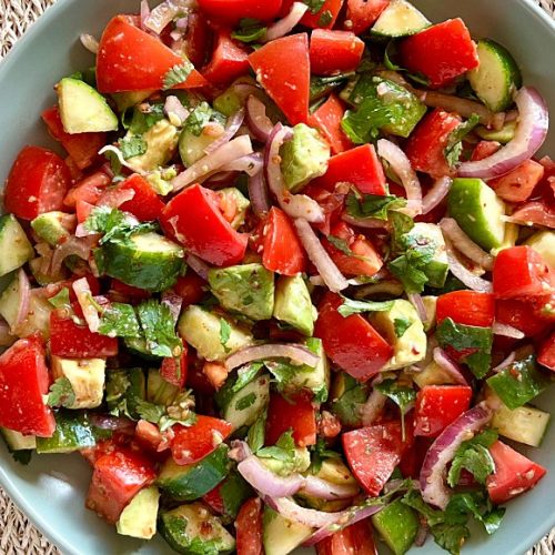 Kachumbari Recipe for a Kenyan Salad of Tomato, Onion, Avocado and Coriander. Copyright © 2025 Terence Carter / Grantourismo. All Rights Reserved.