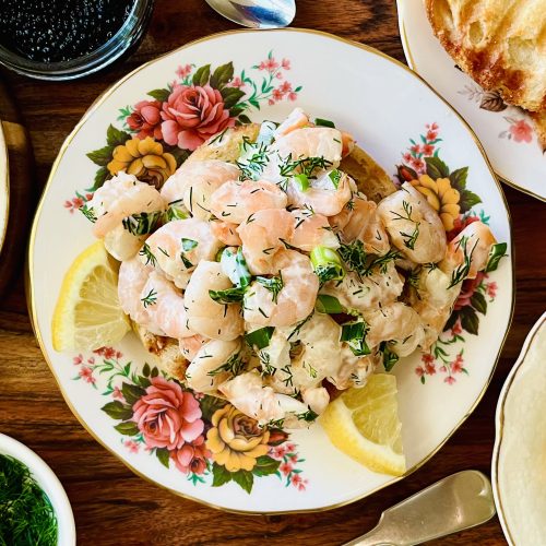 Swedish shrimp toast recipe for toast skagen or skagenröra on fried bread