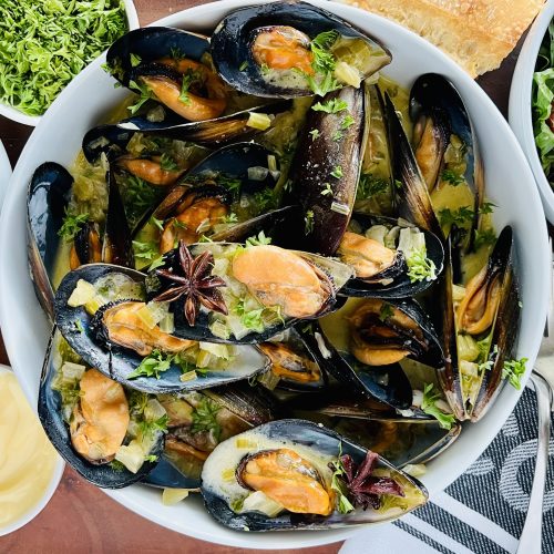 Moules Frites Recipe for Belgian Steamed Mussels with Fries. Copyright Lara Dunston Terence Carter Grantourismo 2026
